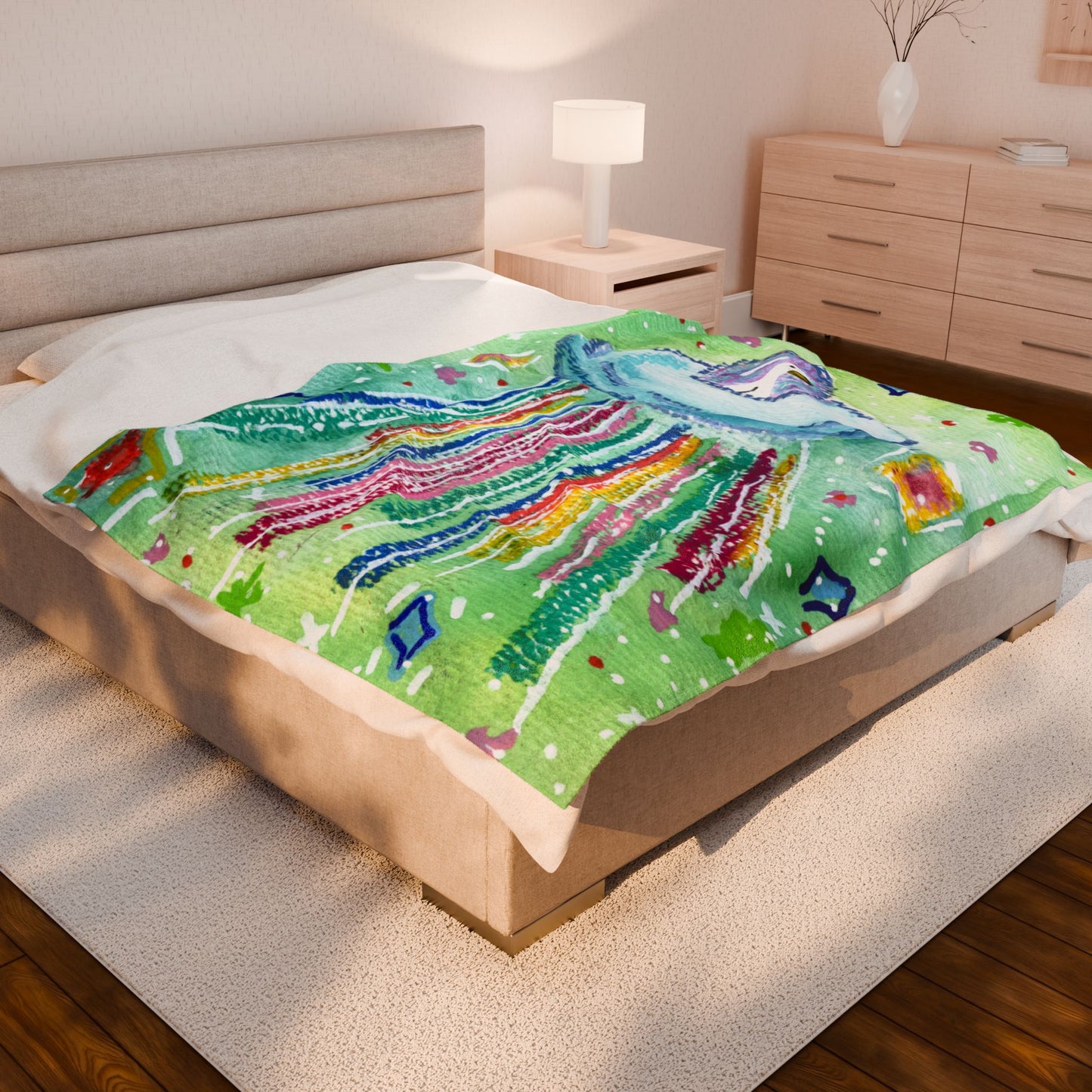 Silly Goose On The Loose Space Ship Rainbow Beam Throw Blanket for Kids