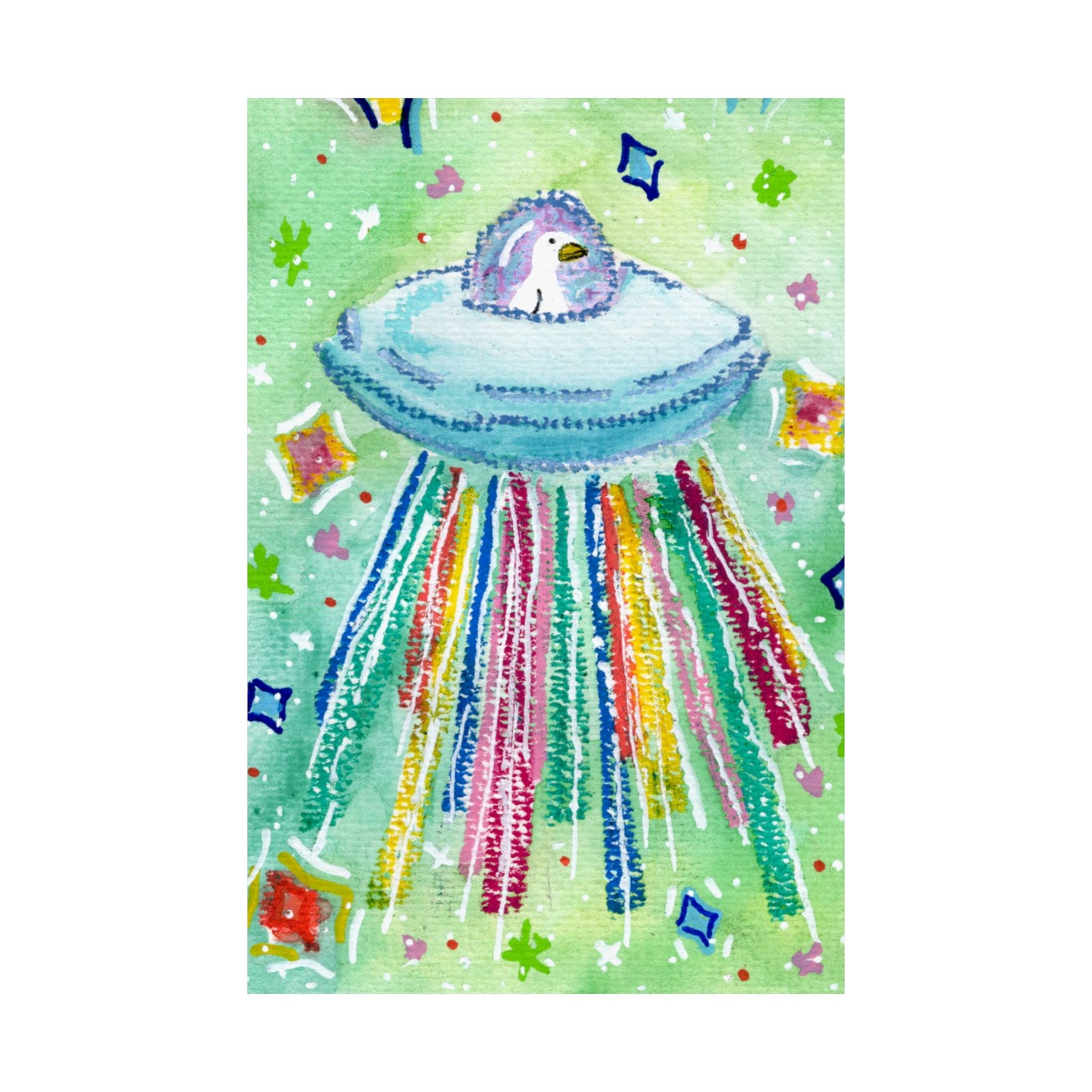 Silly Goose On The Loose Space Ship Art Poster — Colorful Kids And Nursery Wall Print