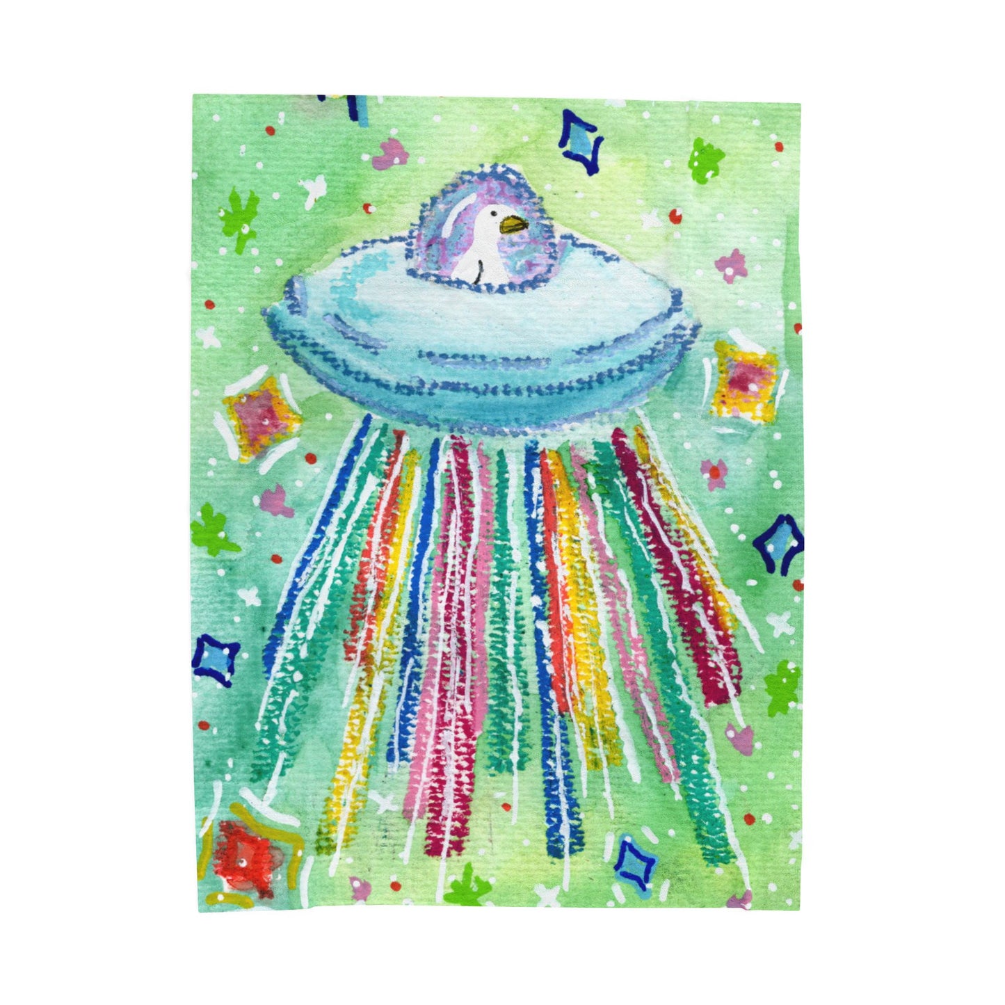 Silly Goose On The Loose Space Ship Rainbow Beam Throw Blanket for Kids