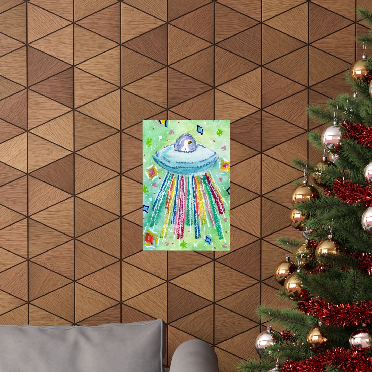 Silly Goose On The Loose Space Ship Art Poster — Colorful Kids And Nursery Wall Print