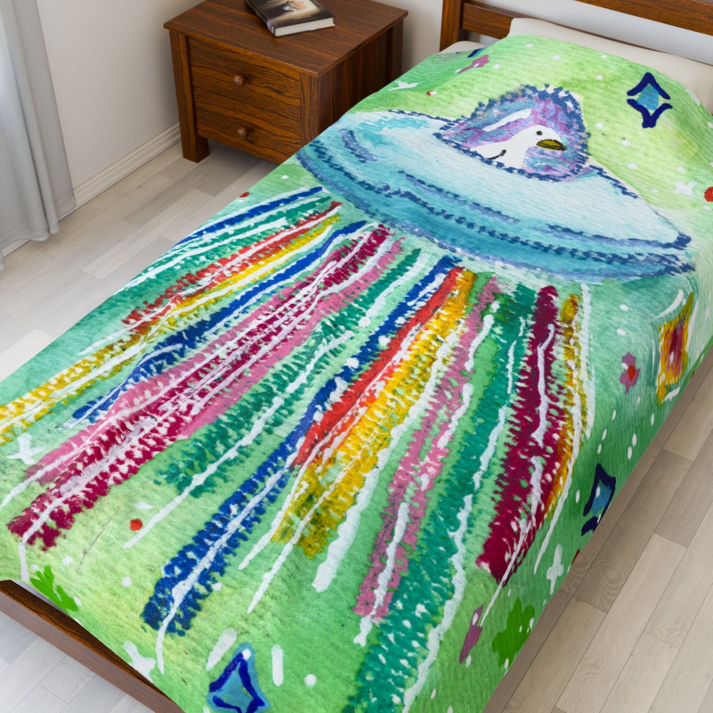 Silly Goose On The Loose Space Ship Rainbow Beam Throw Blanket for Kids