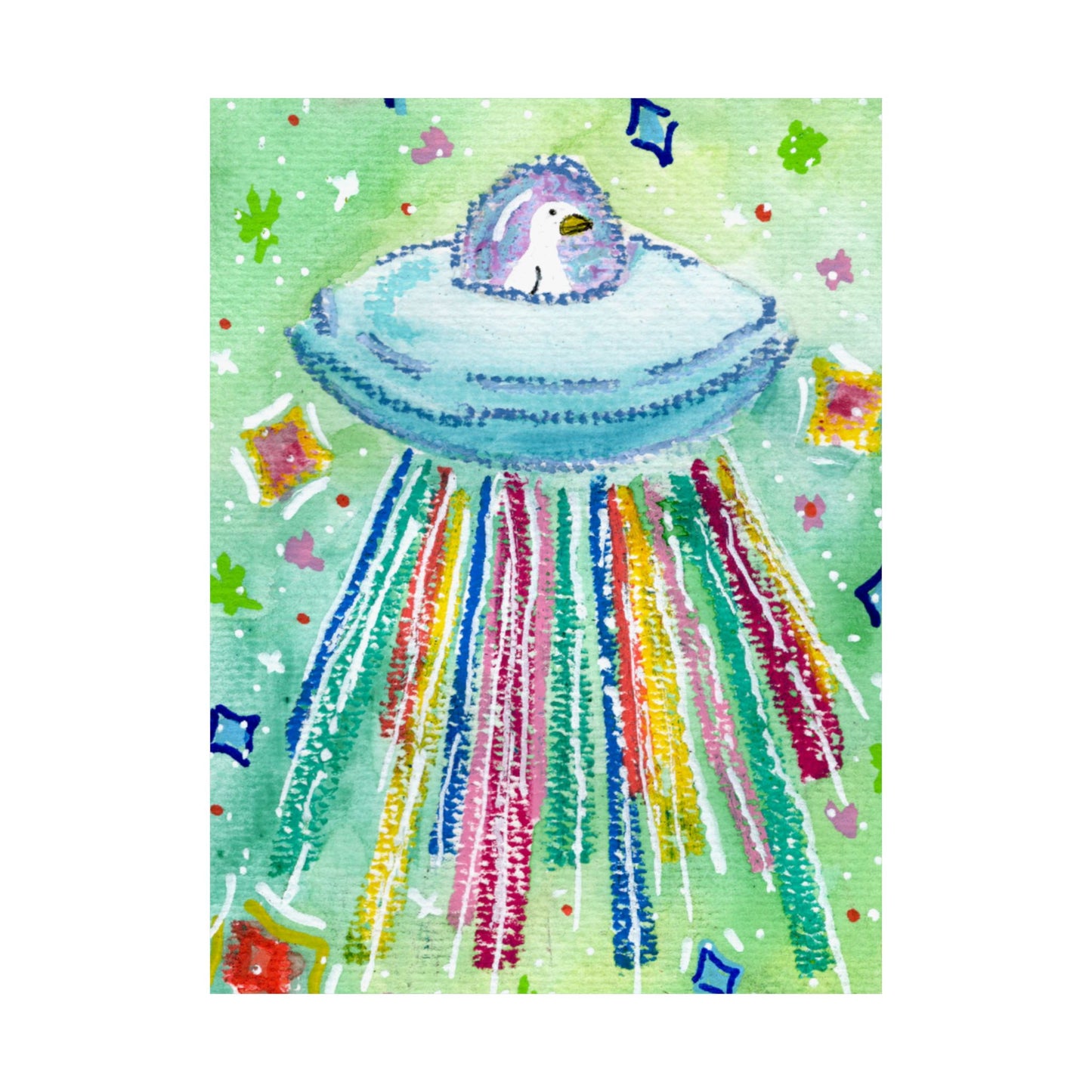 Silly Goose On The Loose Space Ship Art Poster — Colorful Kids And Nursery Wall Print