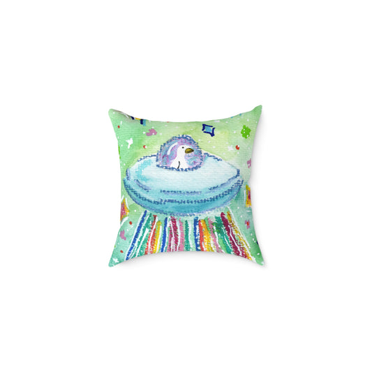 Silly Goose On The Loose Space Ship Throw Pillow – Goose Rainbow Spaceship Decor